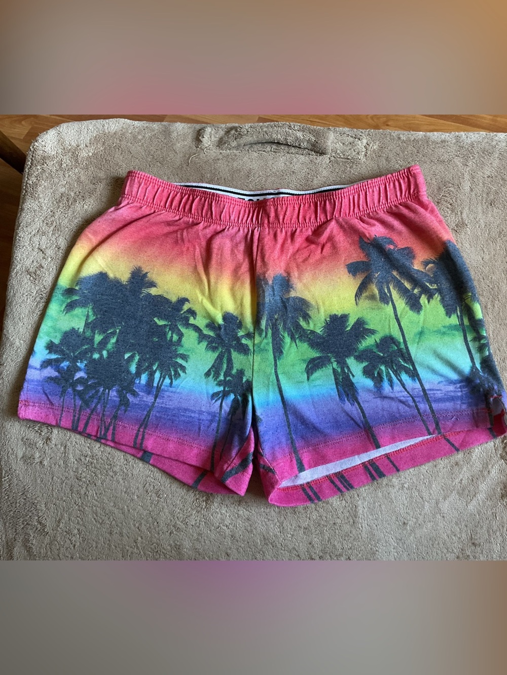 Justice Rainbow Palm Tree Athletic Shorts - Pink Multicolor